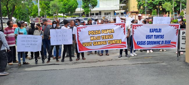 Pelaku Asusila Jangan Ada Ampun, Massa Unjuk Rasa di Mapolda Papua Tuntut Hukuman Untuk HAN