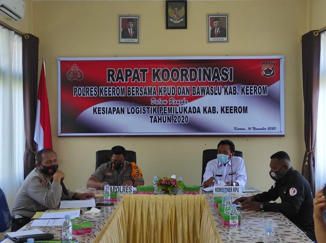   Polres Keerom Gelar Rapat Koordinasi Kesiapan Logistik Pilkada Tahun 2020