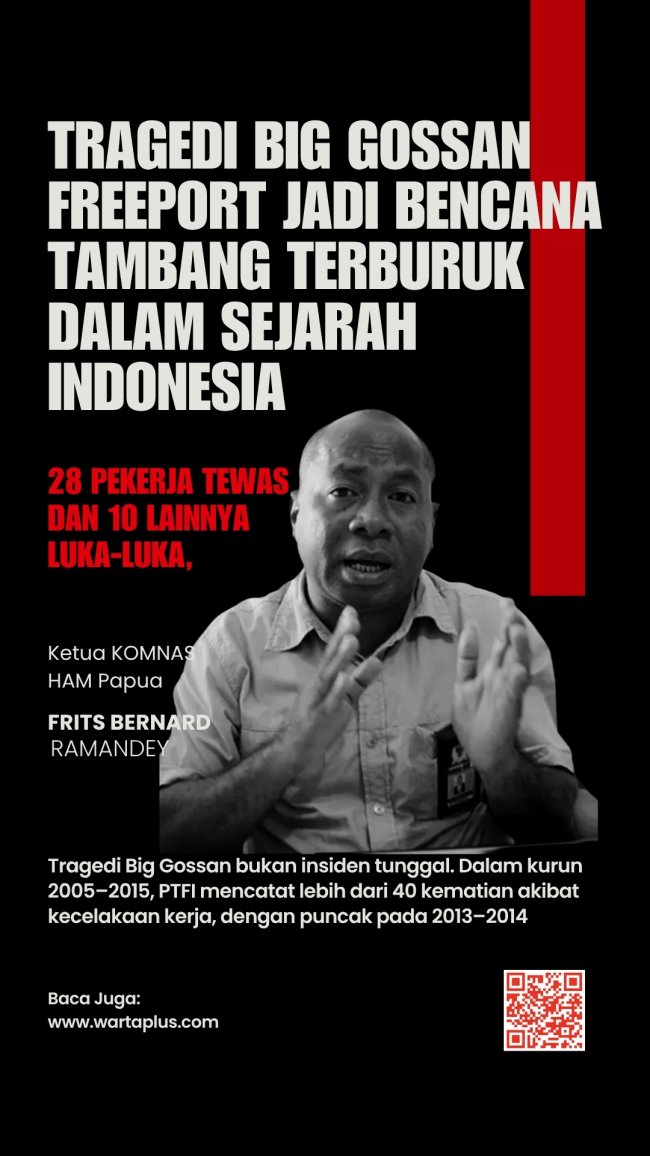 Ketua Komnas HAM Papua: Tragedi Big Gossan Freeport Jadi Bencana Tambang Terburuk Dalam Sejarah Indonesia