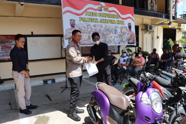Polresta Jayapura Kembalikan 10 Unit Sepeda Motor Hasil Curanmor 