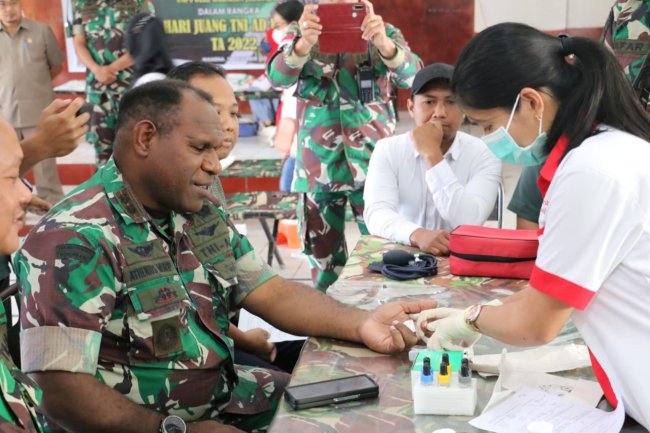 Semangat Hari Juang TNI AD, Kodim 1702/JWY Gelar Donor Darah 