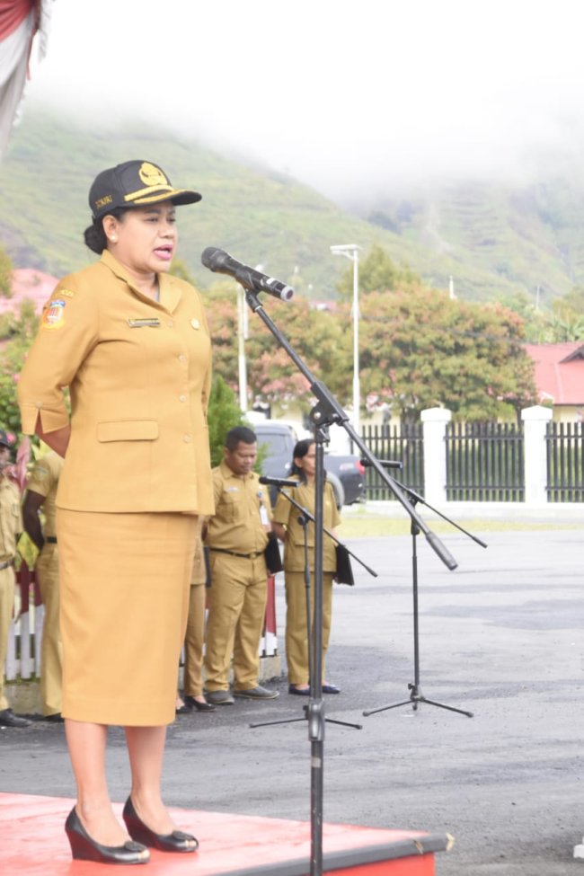 Pimpin Apel, Pj Sekda Puncak Jaya Ingatkan ASN Tidak Terlibat Parpol 