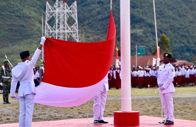 Tepis Isu tidak Aman, Upacara Hut ke-79 Kemerdekaan di Puncak Jaya Berlangsung Khidmat