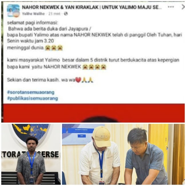 Hoaks Kematian Bupati Yalimo Berakhir Damai, Pemilik Akun Sampaikan Klarifikasi di Polda Papua