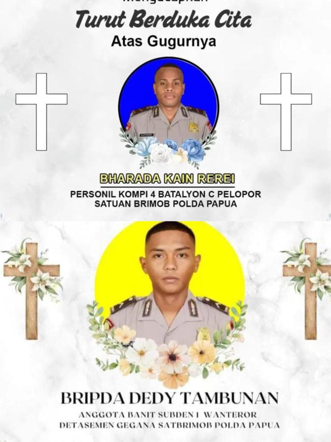 Dua Anggota Brimob Gugur Ditembak OTK di Puncak Jaya Dua Anggota Brimob Gugur Ditembak OTK di Puncak Jaya