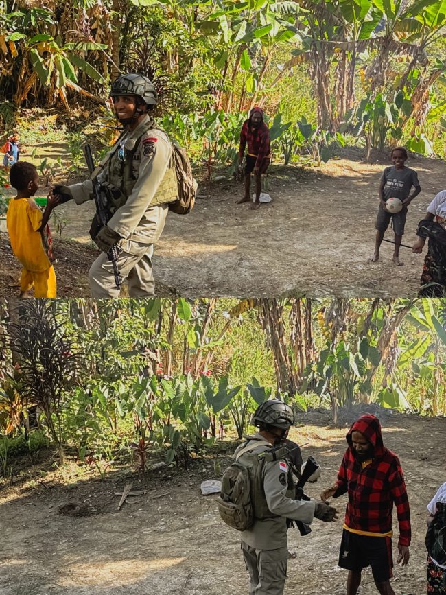 Satgas Damai Cartenz 2025 Sapa Mama Papua dan Anak-anak di Intan Jaya dalam Patroli Dialogis Satgas Damai Cartenz 2025 Sapa Mama Papua dan Anak-anak di Intan Jaya dalam Patroli Dialogis