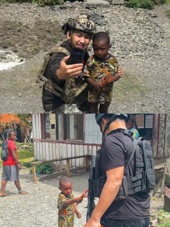 Satgas Humas Ops Damai Sambangi Warga dan Anak-Anak di Distrik Kulirik, Puncak Jaya