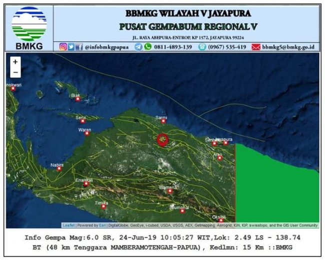 Hingga Senin Sore, Terjadi 30 Gempa Susulan di Mamberamo Raya