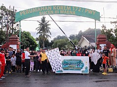 Semarak Tahun Baru Islam, Korem 172/PWY Gelar Jalan Santai di Wilayah Distrik Heram