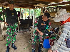 Satgas Pamtas Yonif 713/ST Lakukan Anjangsana dan Pengobatan di Kampung Skouw