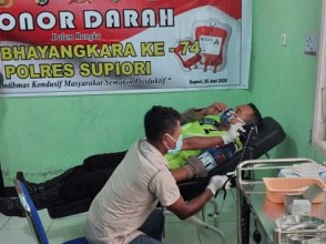 Aksi Donor Darah Polres Supiori Jelang Hut Bhayangkara ke-74