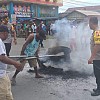 Kecewa Kepada Penyelenggara Pemilu Jalan Yos Sudarso Manokwari Dibakar Ban Bekas