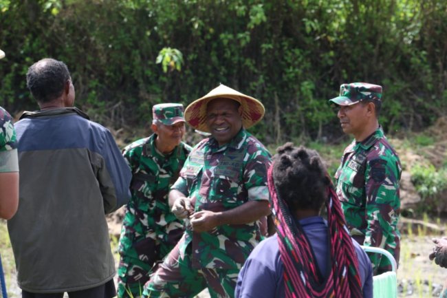 Peduli Ketahanan Pangan, Dandim Jayawijaya Lakukan Pendampingan Tanam Padi di Distrik Pisugi